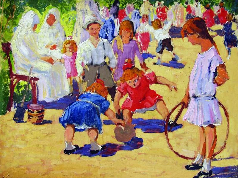 1889-Valerian Sidamon-Eristavi - Bambini nel parco